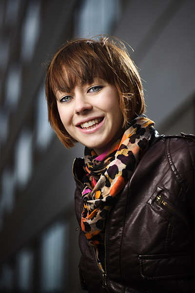I placed pro model Vicky Bletchley away from the building in this picture in order to give me space to rig a kick light from behind and to the right of camera. The kick light was a barefaced Canon 580 EX11 on a lighting stand.