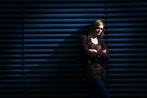 A splash of flash from a single Speedlight mounted on a lighting stand triggered by an STE2
