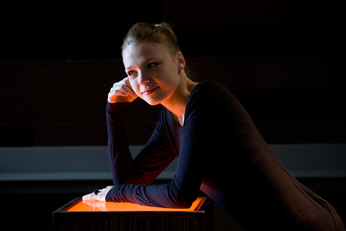 A lightbox gave an interesting up light look to this portrait.