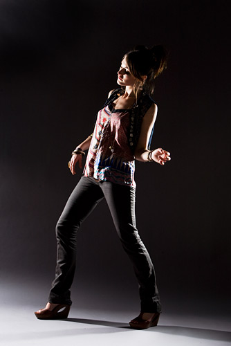 'Butterfly lighting' created by two hard light sources was all that was needed for this set up.