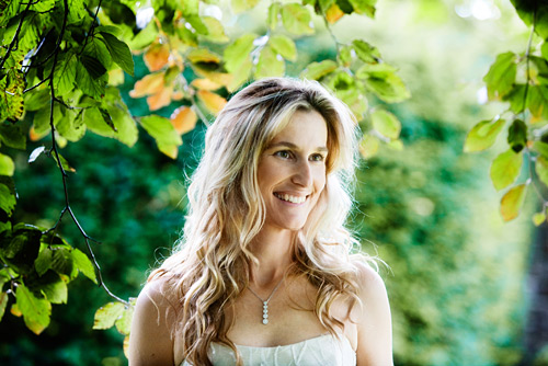 Canon 5D, ISO 640, f/3.2 at 1/100th second. A simple contre-jour bridal portrait in true Lovegrove style. I love having a dark tree canopy cut out the light from the camera direction leaving my subject rim lit.