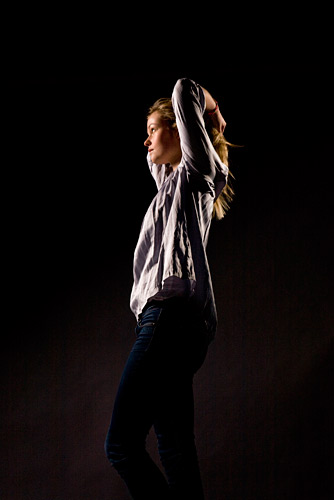 Similar lighting to the picture above. You can just make out some spill from the key light onto the background.