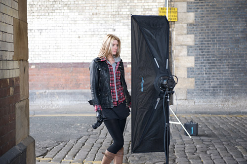 This shot shows the lighting set up for the picture below.