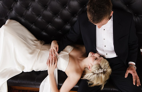 A tight crop and a high viewpoint add impact to this couple shot. I held the camera above my head to take the picture.