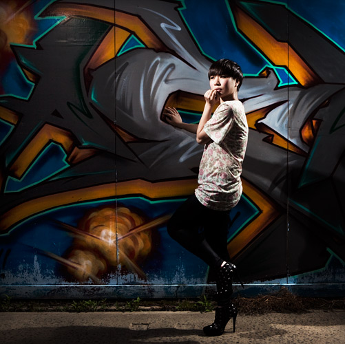 I love shooting grafiti and I used my 2 point 'key and kick' lighting system here for this shot. 2 Speedlights on stands were controlled by an ST-E2 (or an SU-800 for the Nikon shooters).