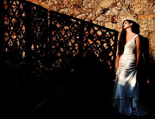 Chris used the trellis shadow on the castle wall to form the basis of this composition.