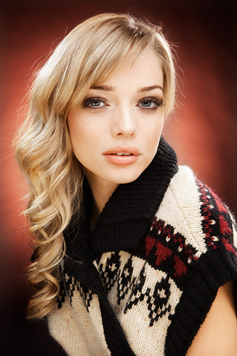 I like to match colours in photographs so I chose a peach gel from my box of nearly 60 shades for this shot of Lora.