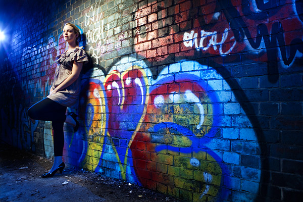 Katy06 The look of love at another zone in my top location. I used two point lighting again here and then decided to add a third blue geled speedlight to lift the foreground.