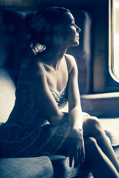 I swapped Jenny to the other side of the carriage compartment and directed every nuance of her look and pose.