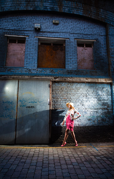 The same lighting rig was carried around the corner to create this next sequence of shots.