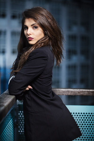 We shot with a beauty dish on my Bron Mobil kit out on the balcony to finish the 