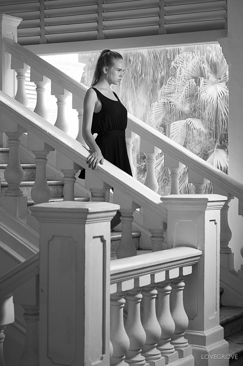 I set the Quadra up on this staircase to light Josie.