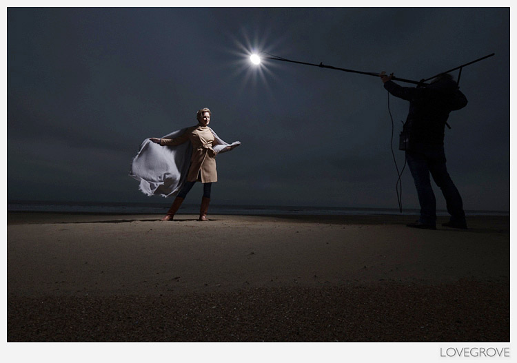 03. The behind the scenes shot showing my friend and fellow Fuji X photographer Ioaniss holding my flash head on a stand in boom mode. Don't try this with a flash unit that has a built in Li-Ion battery. There is very good reason decent location flash units have a separate power pack and this is one of them. It's always preferable to rig location lights on stands so that there is a low centre of gravity.