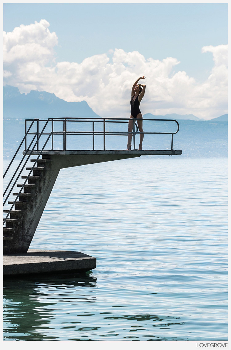 Carole Schell on the diving platform.